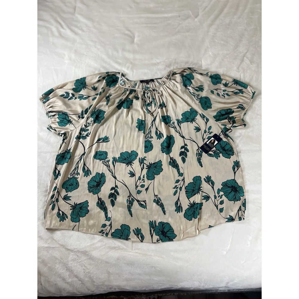 New Rachel Roy Women's Plus Size 1X Short Sleeve Blouse Shirt Top‎ Floral